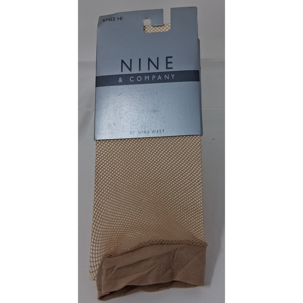 Nine & Company Nine West Women Nude Fishnet Knee High TS0890 Shoe Size 6-10.5